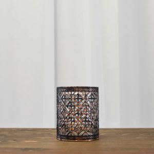 Small Bronzed Etched Candle Holder