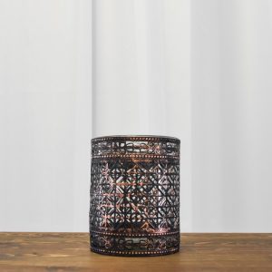 Large Bronzed Etched Candle Holder