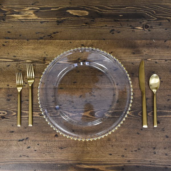 Gold Beaded Glass Charger